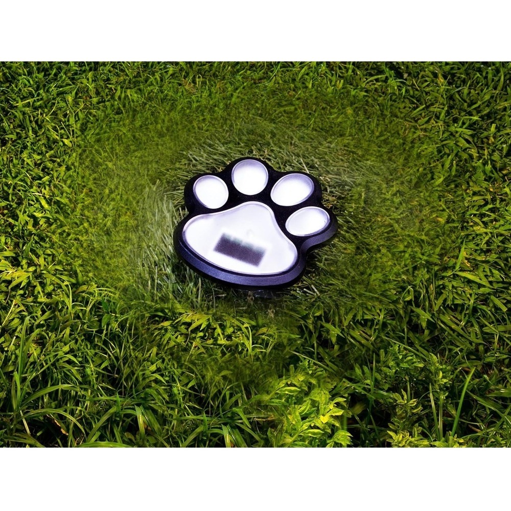Ideaworks Solar LED Paw Print Pathway Lights Set of 4 Black JB9506‎ Garden Decor - Picture 4 of 11